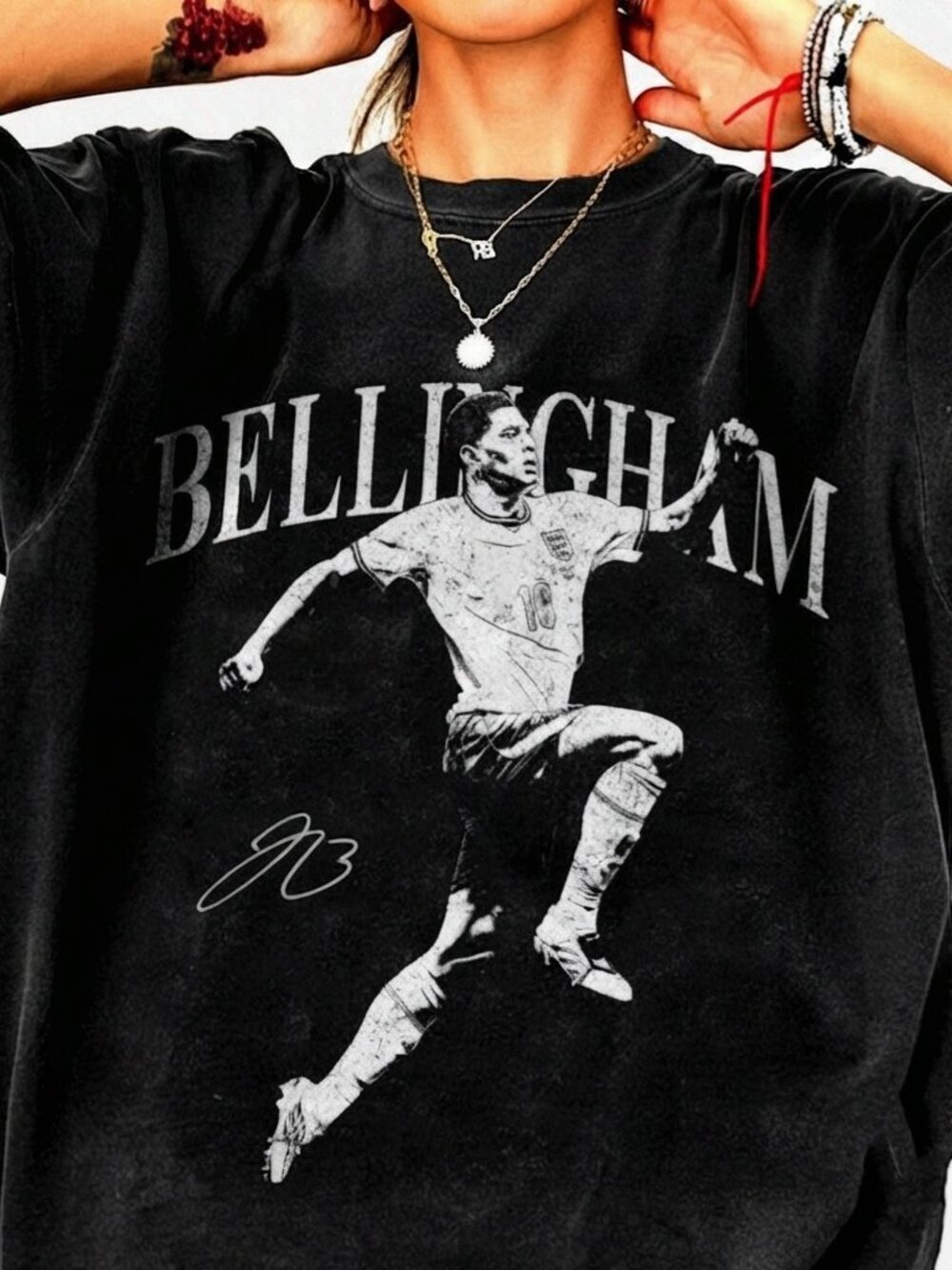 Jude Bellingham England Soccer Vintage Graphic Black T-Shirt